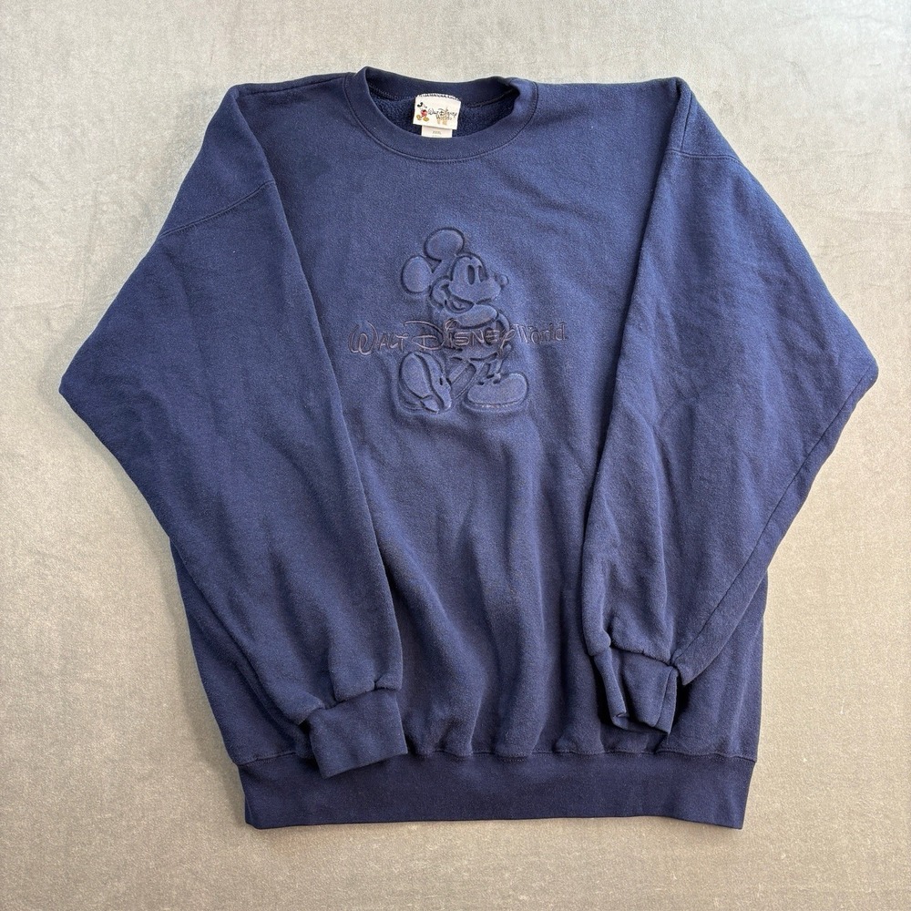 Vintage Walt Disney World Mickey Mouse Embossed Crewneck Sweatshirt XXXL 90s usa